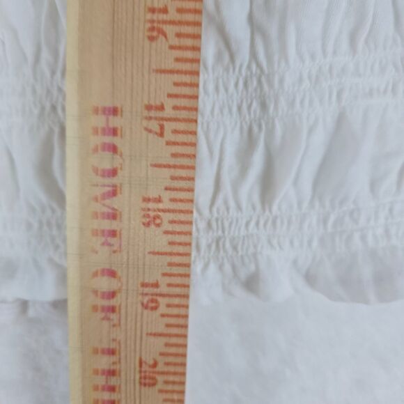 Madewell Smocked Boatneck Tank Top Women White Cotton-Linen Blend Size Med - Picture 8 of 11